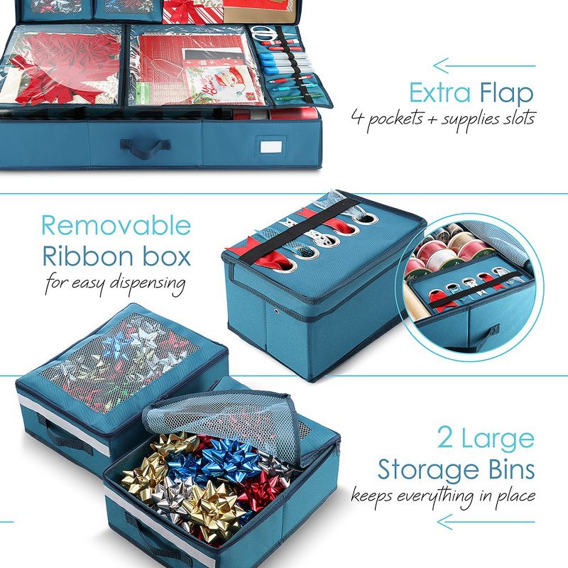 Hearth & Harbor Christmas Wrapping Paper & Holiday Accessories Storage Container, 5 of 9