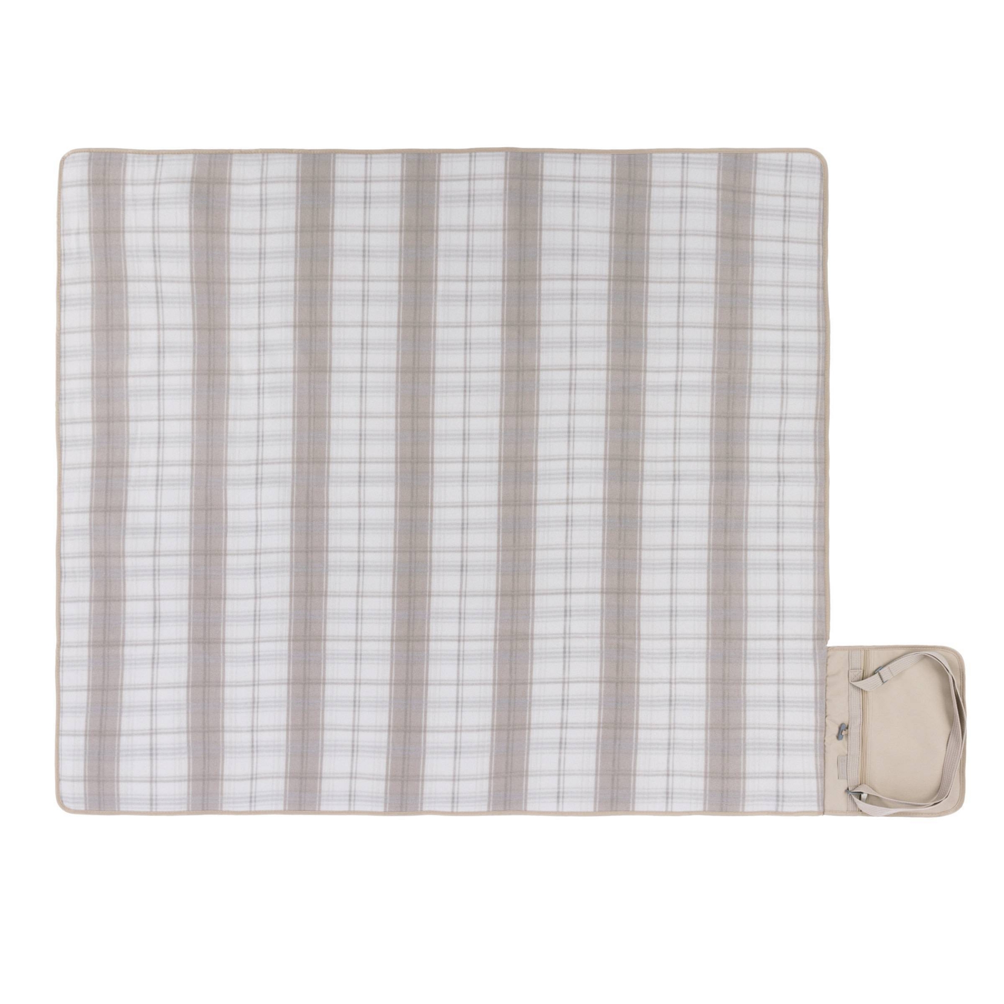 Oniva 59"x51" Portable Outdoor Picnic Blanket - Neutral Plaid