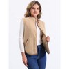 Allegra K Women's Fleece Contrast Color Button Down Sleeveless Fuzzy Jacket Vest with Pockets - 2 of 4