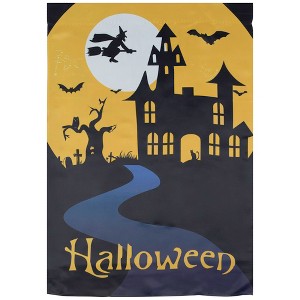 Northlight Spooky House Halloween Outdoor House Flag with Bats and Witch 28" x 40" - 1 of 4