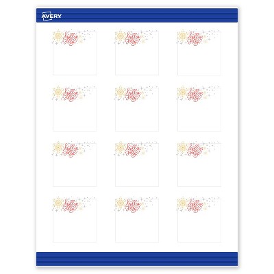 Avery Square Cards, 2" x 2", Silver-Holly Sparkles, Matte, 120ct