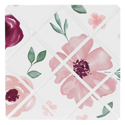 Watercolor Floral Memo Board Burgundy Wine/Pink - Sweet Jojo Designs