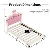 Princess Bed with Crown Headboard PU Upholstered Bed Frame for Girls Bedroom,Modern Cream Style-Maison Boucle - 3 of 4