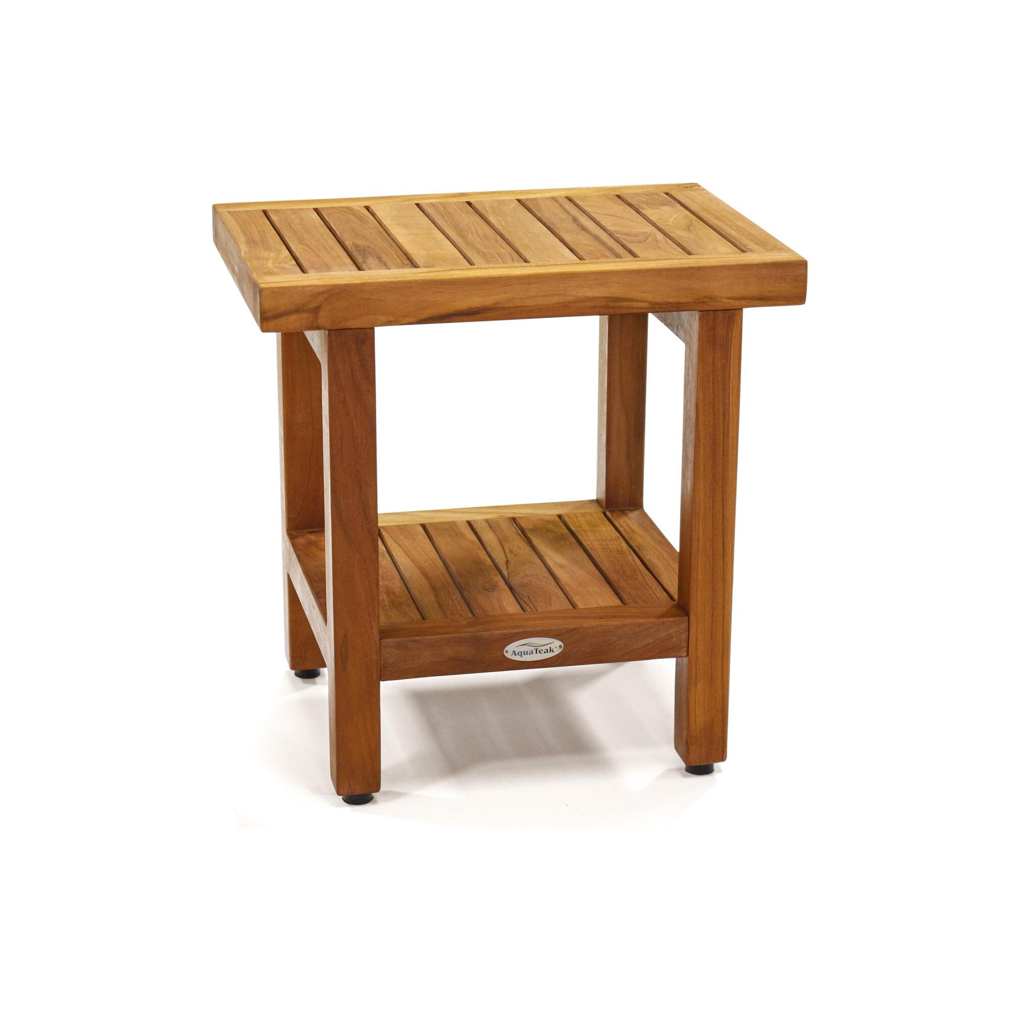 The Original 18" Spa Teak Shower Bench with Shelf