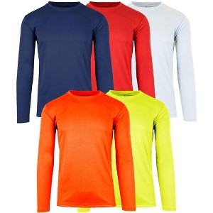 Galaxy By Harvic Men's Long Sleeve Moisture-Wicking Quick Dry Performance Crew Neck Tee- 5 Pack - 1 of 2