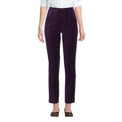 Lands' End Women's Velvet High Rise Pintuck Pencil Ankle Pants