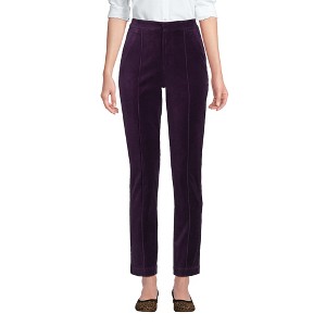 Lands' End Women's Velvet High Rise Pintuck Pencil Ankle Pants - 1 of 3