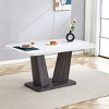 Dining Tables Modern, Dining Tables Rectangular With 63" Faux Marble Top And V-Shape Mdf Base, Sofa Table Side-Cuddlewood - 2 of 4