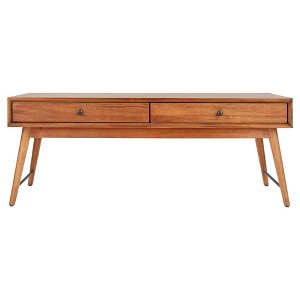 Foerster Mid-Century Coffee Table Warm Brown - Inspire Q: Minimalist Design, 2 Storage Drawers - 1 of 4