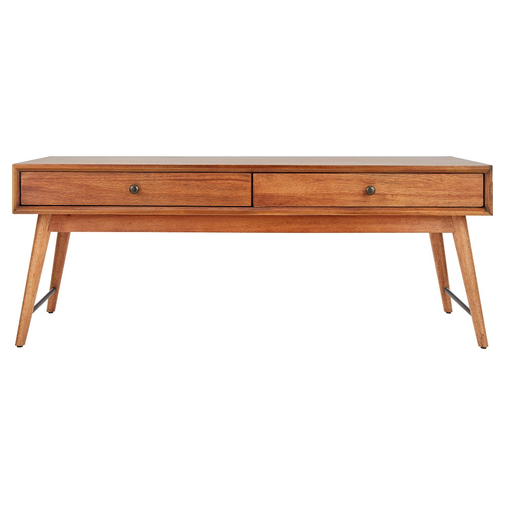 Photos - Coffee Table Foerster Mid-Century  Warm Brown - Inspire Q: Minimalist Design, 2 Storage Drawers