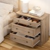 Brafabhome 31.5" Oversized Extra Large Nightstands w/ 3 Drawers, Wooden Bedside Table w/ Vintage Handles, Farmhouse Night Stand for Bedroom, Light Oak - 3 of 4