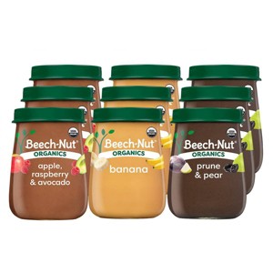 Beech-Nut Non-GMO Organics Bananas Baby Food Jar 4oz + 4oz Prune & Pear Baby Food Jar + 4oz Apple Raspberries & Avocado Baby Food Jar - 1 of 3
