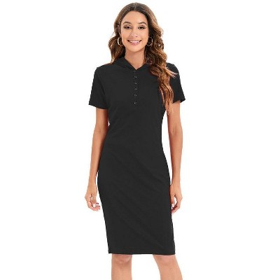 Coolmee Women's Easy Classic Short Sleeve Stretch Cotton Polo Dress Causal A Line Mini Dress