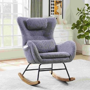 CAVINAS Cashmere Fabric Glider Rocking Chair with High Backrest,Modern Upholstered Rocking Chairs,Nursery Accent Chair for Bedroom - 1 of 4