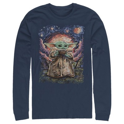 Men's Star Wars The Mandalorian The Child Starry Night Long Sleeve Shirt