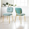 5-Piece Dining Table Set with White MDF Top, Bamboo Legs & Fabric Chairs for Dining Room, Space-Saving Small Kitchen Table Set with Metal Frame - 3 of 4