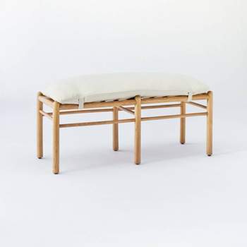 Emery Wood and Upholstered Bench with Straps Natural - Threshold™ designed with Studio McGee