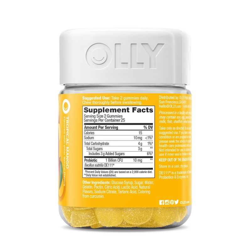 OLLY Probiotic Chewable Gummies for Immune and Digestive Support - Tropical Mango - 50ct, 4 of 11