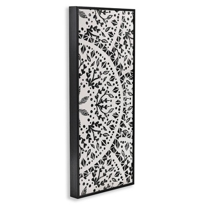 Boho Black and White Fractal Pattern Canvas Print, 10" x 24"