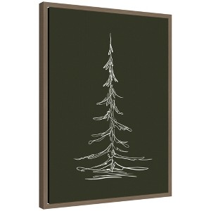 Kate & Laurel All Things Decor Sylvie Framed Canvas Minimalist Evergreen Trees Sketch 2 Green by the Creative Bunch - 1 of 4