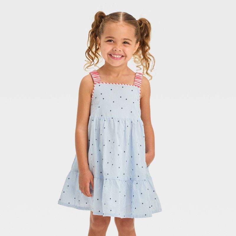 Toddler Girls' Striped Star Dress - Cat & Jack™ Blue, 1 of 4