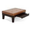 PAGED 50 Inch Storage Ottoman Bench Modern Leather Bench with Button Tufted Cushion for Living Room, Bedroom, Entryway - 3 of 4