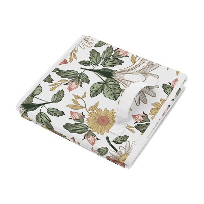 Blush Pink and Green Floral Fabric Toy Bin with Lid