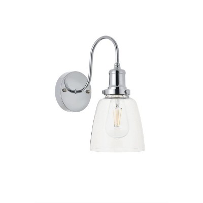 Chrome and Clear Glass Bell Shade Wall Sconce