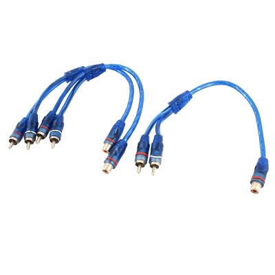 Unique Bargains Car 1 RCA Female to 2 RCA Male Jacks Y Splitter Cable Wire Adapter 3 Pcs