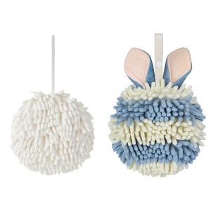 REGALWOVEN 2 Pcs Comfortable Soft Absorbent Chenille Ball Fuzzy Hand Towels - 1 of 4