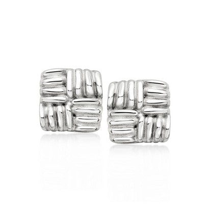 Ross-Simons Italian Sterling Silver Quilted Pattern Earrings