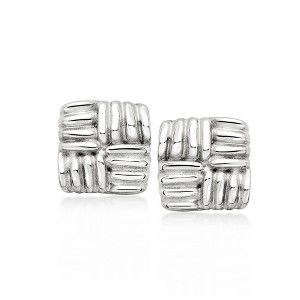 Ross-Simons Italian Sterling Silver Quilted Pattern Earrings - 1 of 3