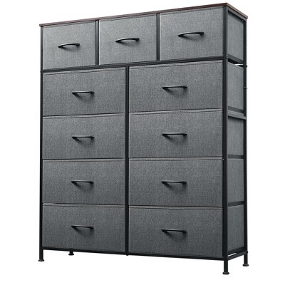 11-Drawer Tall Fabric Dresser Storage Tower with Steel Frame and Wood Top, Chest of Drawers Organizer Unit for Bedroom, Closet, Hallway