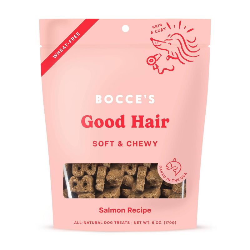 Bocce&#39;s Bakery Good Hair Soft &#38; Chewy Salmon Recipe Dog Treats - 6oz, 1 of 5