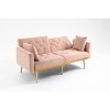 VYNXARIA Velvet Sofa ,Accent sofa,loveseat sofa with metal feet,Pink - 2 of 4
