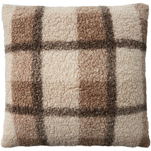 Fashion Warm Plaid Throw Pillow Cushions Casual Velvet Pillowcase And PU  Foam Pillow Insert Size: 45cmX45cm
