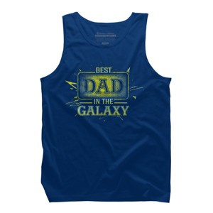Men's Design By Humans Best Dad In Galaxy Badge By AmusingDesignCo Tank Top - 1 of 2