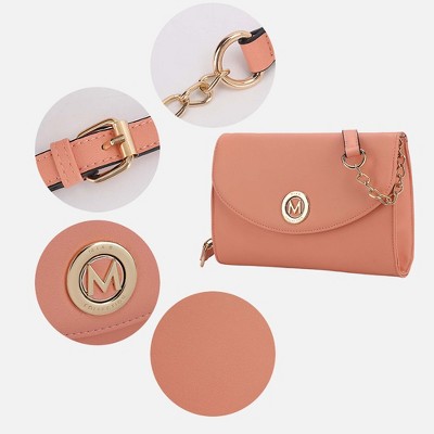 MKF Collection Crossbody Bag Envelope Structured Chain Link Vegan Leather, Candra | MKF Collection by Mia K - Brown — фото 4