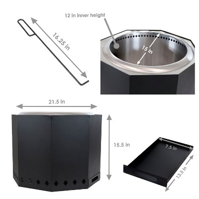 Sunnydaze Black Stainless Steel Smokeless Wood-Burning Fire Pit
