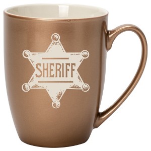 100 North Star Badge 10 Ounce Bronze Metallic Finish, Comfortably Fits Your Hands, New Bone China Coffee Tea Cup Mug, Sheriff - 1 of 1
