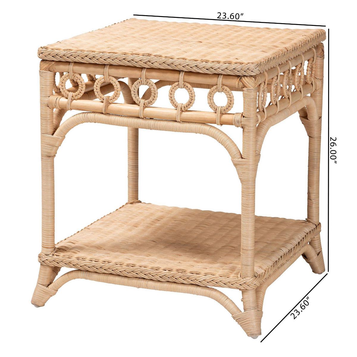 bali & pari Oxford Braided Natural Rattan End Table with Shelf Natural Brown - thumbnail 8