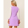 Allegra K Women's V Neck Button Decor Elegant Contract Panel Mini Dress - 4 of 4