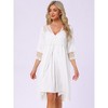 INSPIRE CHIC Women's Silky Satin Lace 3/4 Sleeve Camisole Nightgown and 3/4 Sleeve Robe Set - 2 of 4
