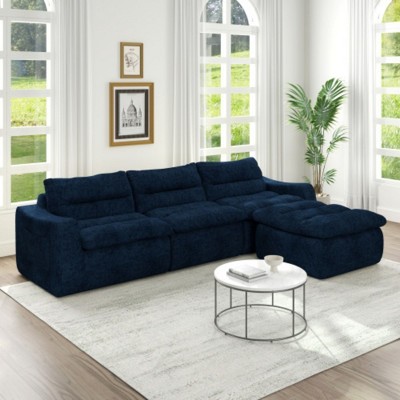 Right Modular Sofa Seat-L-Shaped Compressed Design, Modern Beanbag Style, Yellow