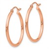 Black Bow Jewelry 2mm, 14k Rose Gold Polished Round Hoop Earrings, 25mm (1 Inch) - 2 of 4