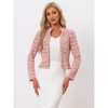 INSPIRE CHIC Women's Tweed Stand Collar Business Open Front Cropped Jacket - 4 of 4