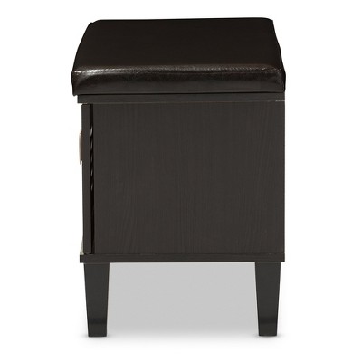 Espresso Modern Entryway Bench with Cushioned Seat and Shoe Storage
