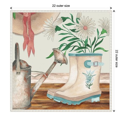 Cottage Garden Scene Canvas Wall Art with Frame