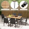 Costway 7 PCS Patio Dining Set with Acacia Wood Dining Table Rattan Armchairs Soft Cushions - 4 of 4
