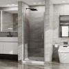 VYNXARIA 34"*72" Pivot Shower Door,1/4 inch Thick Tempered Glass Swing Shower Door in Chrome Finish, Semi-Frameless Design - 2 of 4